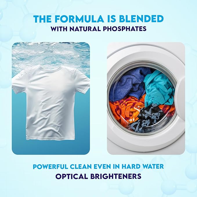 Laundry Detergent Powder with Phosphate - For All Machines Fresh Clean Scent - Mess-Free - With Scoop - Safe for All Fabrics Greywater &amp Septic… (46 Ounce Pack of 2)