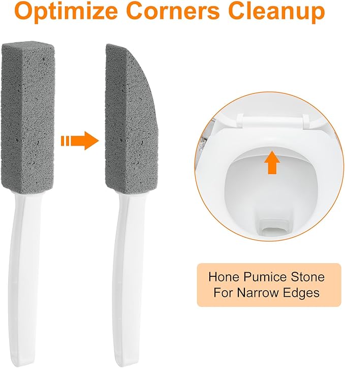 HARFINGTON 2pcs Pumice Stone Toilet Bowl Cleaner with Long Handle for Hard Water Marks Cleaning on Toilets Grills Tiles Grout Sinks Bathtubs Pools WhiteGray