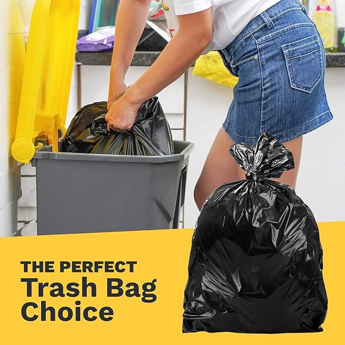 ToughBag 55 Gallon Trash Bags Heavy Duty (100 Count) - 50-60 Gallon Black Garbage Bags Large Trash Bags - 38 x 58 - Made in USA