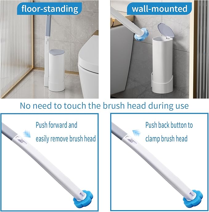 Toilet Brush with 120 Refills White Toilet Cleaning Brush Toilet Bowl Brush Toilet Brush Refill for Efficient and Deep Scrub Toilet