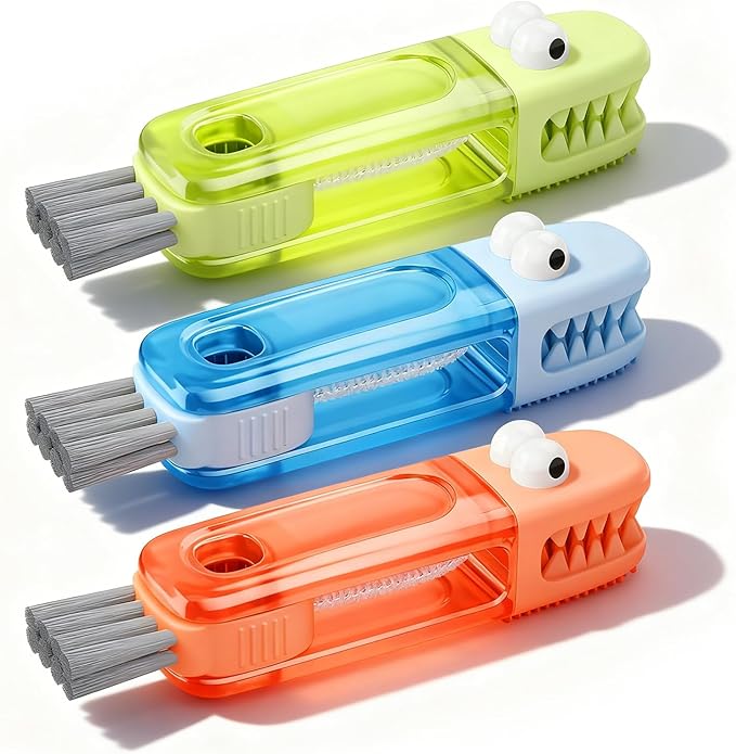 3-in-1 Cup Lid Cleaning Brush Water Bottle Brush Cleaner Portable Cup Lid Cleaning Tools for Travel Bottle Lids and Baby Bottle Nipples Send Goods from Local Warehouse