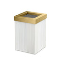 Gatco Small Bathroom Trash Can with Lid Square 3 Gallon Wastebasket Under Sink White Oak with Brushed Brass for Bathroom Bedroom Office (1936B)