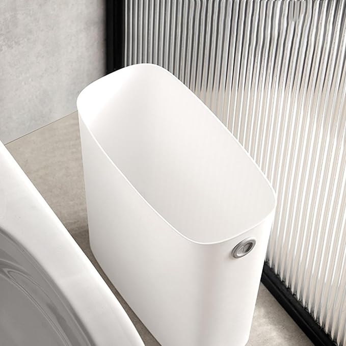 Tyenaza Small Trash Can Plastic Wastebasket Slim Open Top Garbage Container Bin for Narrow Spaces Bedroom Office Living Room LaundryToilet (White)