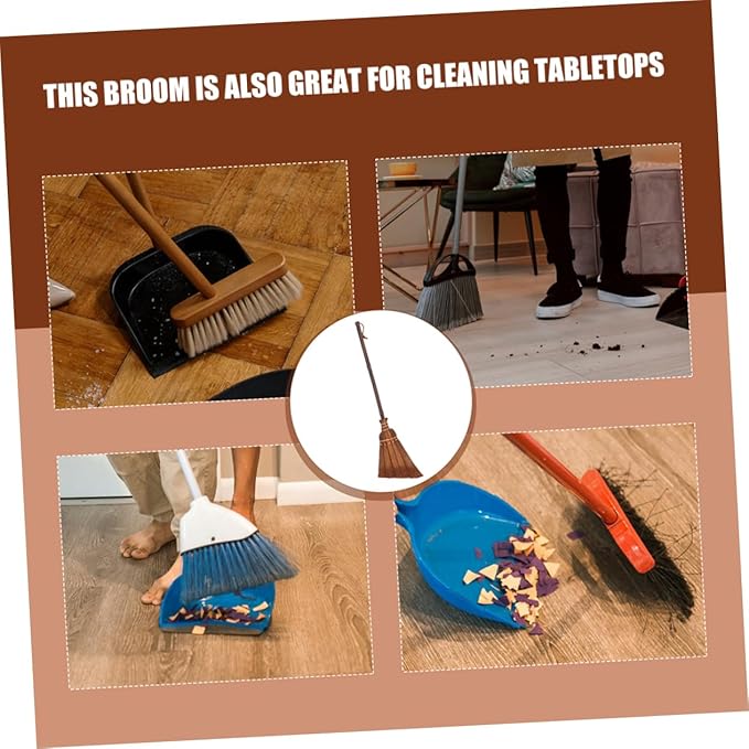 2pcs Boys and Girls Toy Broom Set Mini Hand Sweeping Broom Natural Bamboo for Indoor Outdoor Cleaning Boy Girl for Home Kitchen