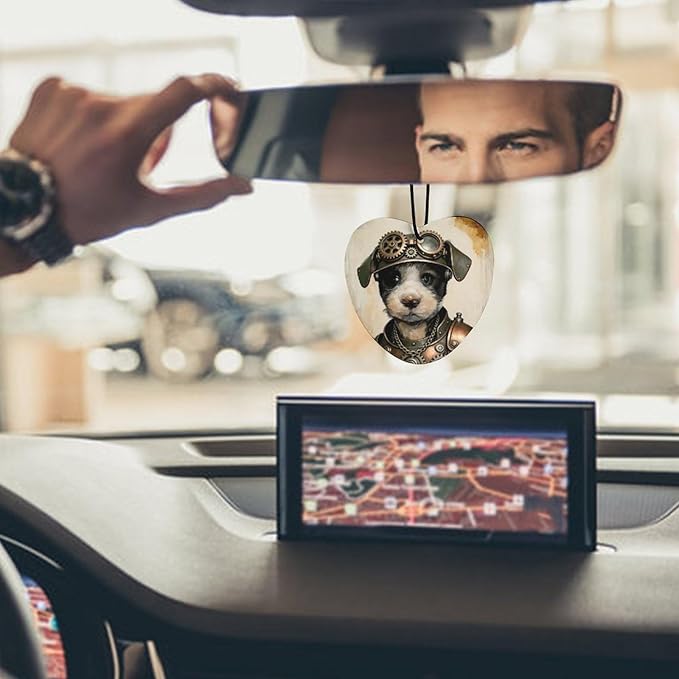 5PCS Car Air Freshener Hanging Personalized Double Sided Steampunk Puppy Car Fresheners Long Lasting New Cars Scents Cute Automotive Freshies for Closets Drawers (tea)