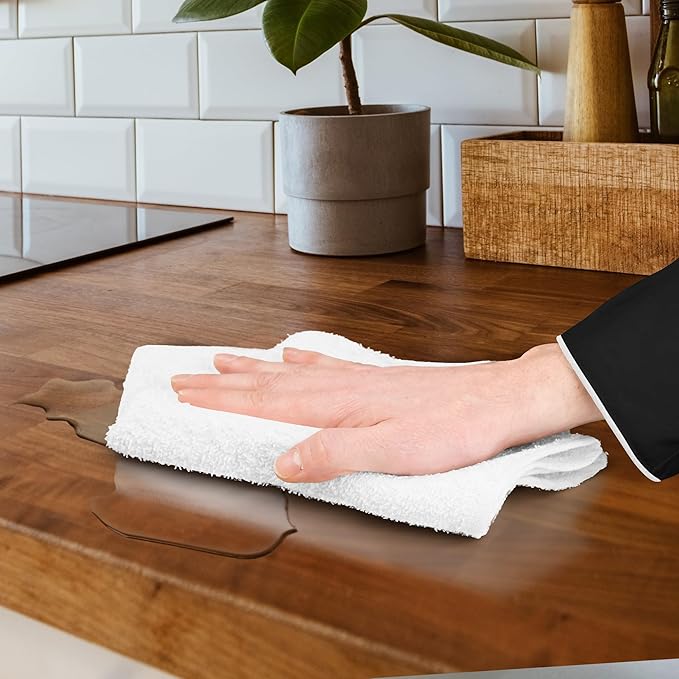 Avalon Towels Bar Towels (Pack of 36) Size 14x17 Inches – 100% Cotton Absorbent and Reusable Cleaning Rags Multipurpose Cleaning Towels Terry Cloth Rags Durable Shop Rags (White)