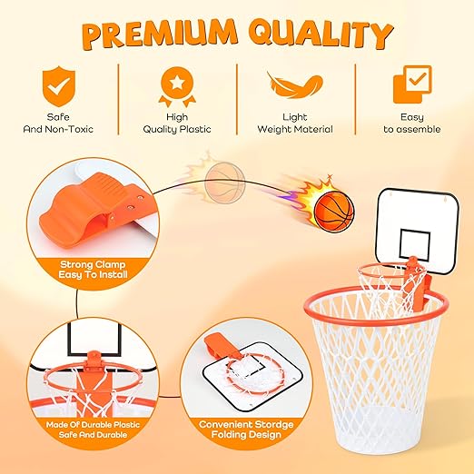 4pcs Trash Can with Basketball HoopMini Basketball Hoop Trash Can Set Wastebasket Includes Clip On Basketball HoopFun Basketball GiftIndoor Basketball Hoop for Office Classroom Party Gym