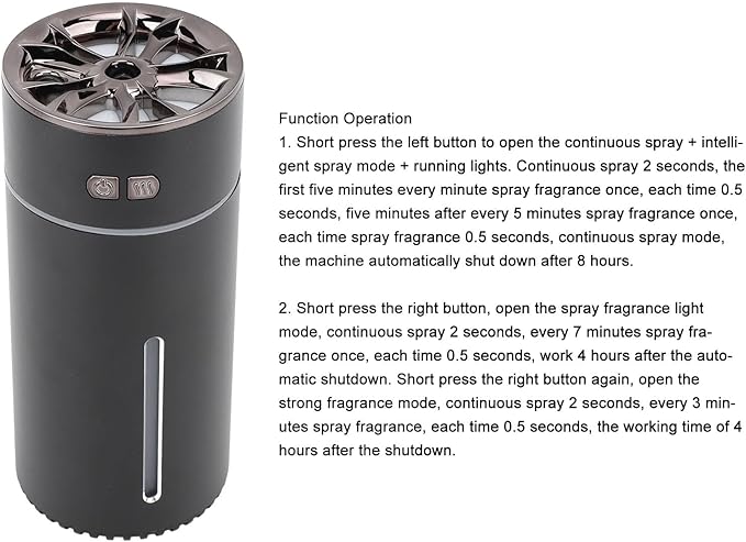300ml Smart Car Air Freshener Portable Dual Nozzle Aromatherapy Diffuser Humidifier with Colorful Lights 3 Spray Modes for Home Car Office(Black)