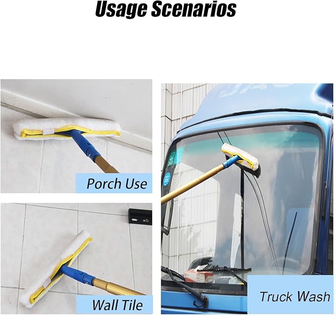 30 34 40 FT High Window Cleaning Rods Aluminum Alloy Glass Cleaner Tool/Dust Scraper Poles for Apartment Lobby Shopping Malls Extendable Windows Washing Kit with Scraper &amp