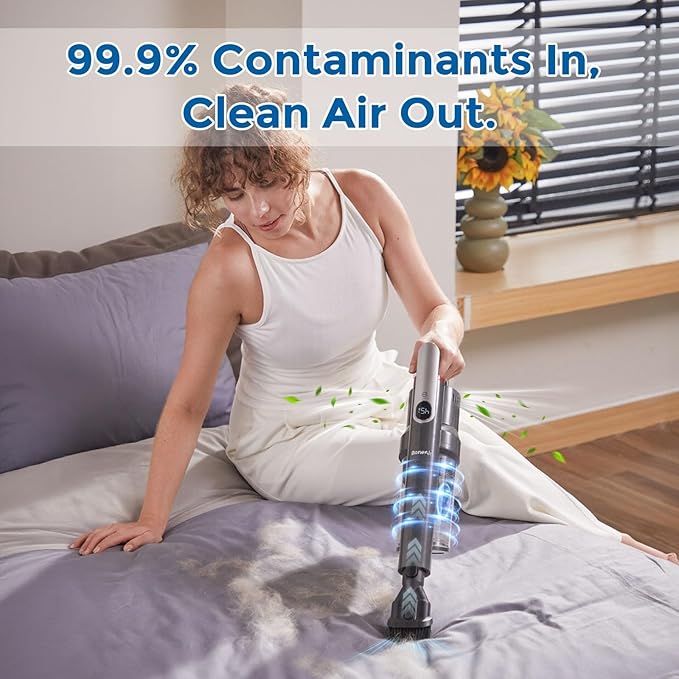Cordless Vacuum Cleaner Ultra-Lightweight Pet Vacuum Cleaners for Home with Powerful Suction Stick Vacuum Cordless Rechargeable Household Vacuum for Hardwood Floor Carpet Pet Hair Car