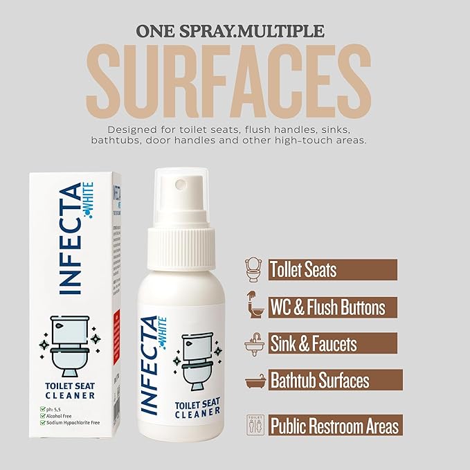 INFECTA WHITE – Toilet Spray Travel Size Multipurpose Cleaning Spray (50 ml) All Purpose Cleaner for Toilet Seats Bathtub Fresh Scent Bathroom Essentials &amp Mini Travel Toiletries (Pack of 3)