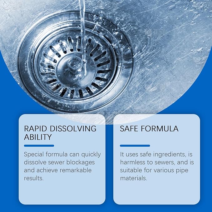 Drain Unclogger &amp Cleaner Powder for Bathroom Pipes - Acid Neutralizing Grease Loosening Formula Fast Acting Odor Eliminating Safe for All Pipes(3PCS)