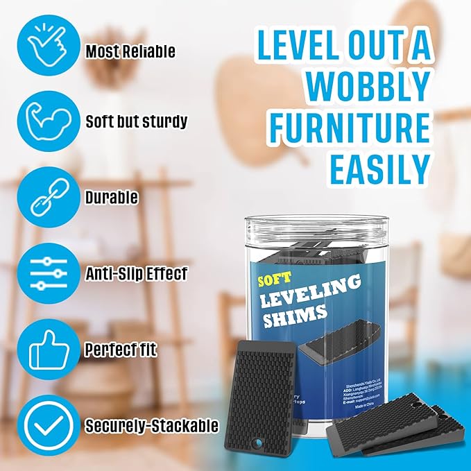 YARKOR Furniture Levelers 80 Piece Jar Plastic Shims for Leveling Black Rubber Wedge for Table Toilet Refrigerator Piano Small Shims for Home Improvement and Work (80pcs- Black)