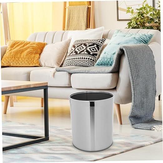 Garneck Bathroom Trash Cans Small Stainless Steel Waste Basket Office Bedroom Garbage Can Kitchen Waste Bin