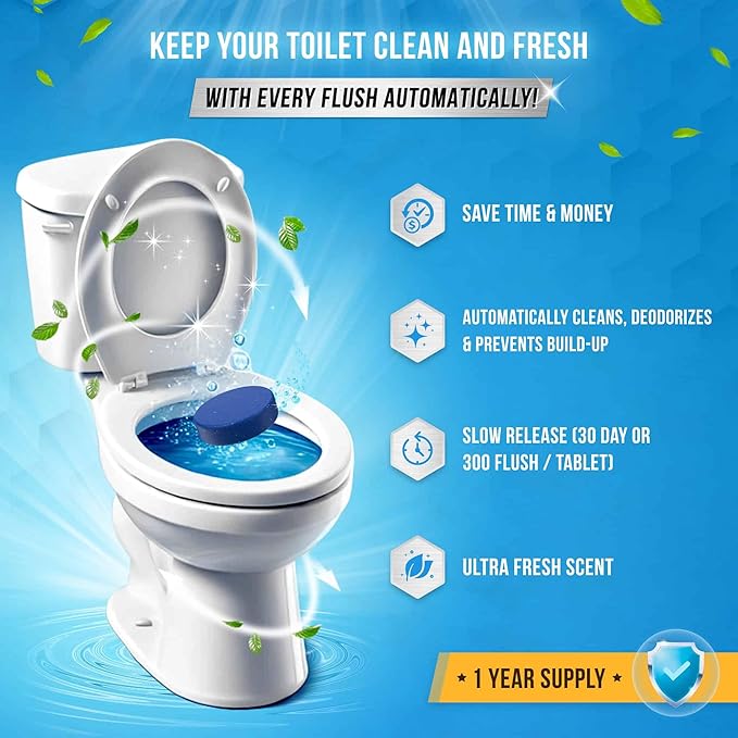 ACTIVE Automatic Toilet Bowl Cleaner and Mold Stain Remover - Includes 12ct Toilet Bowl Cleaning Tablets and 7oz Mold Stain Removing Gel