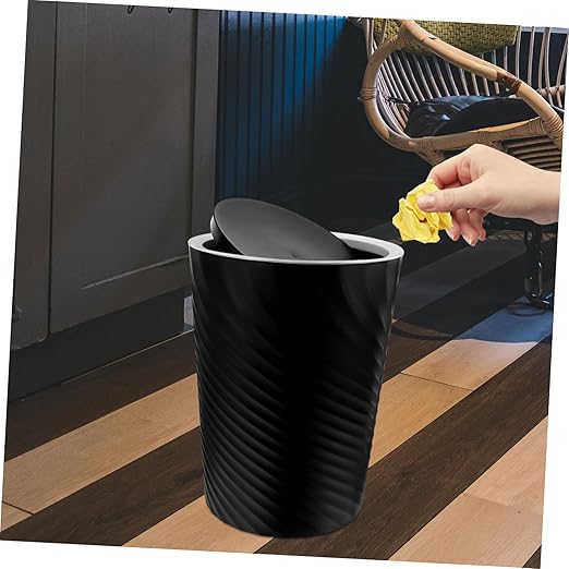 Vaguelly Small Trash Can with Lid Portable Bathroom and Bedroom Garbage Bin Large Capacity Plastic Wastebasket for Office and Home Multi-Use Trash Storage Container
