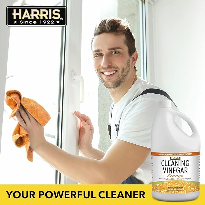 Harris Multi-Purpose Vinegar Household Surface Cleaner Orange Scent 128oz Easy Pour Funnel Included