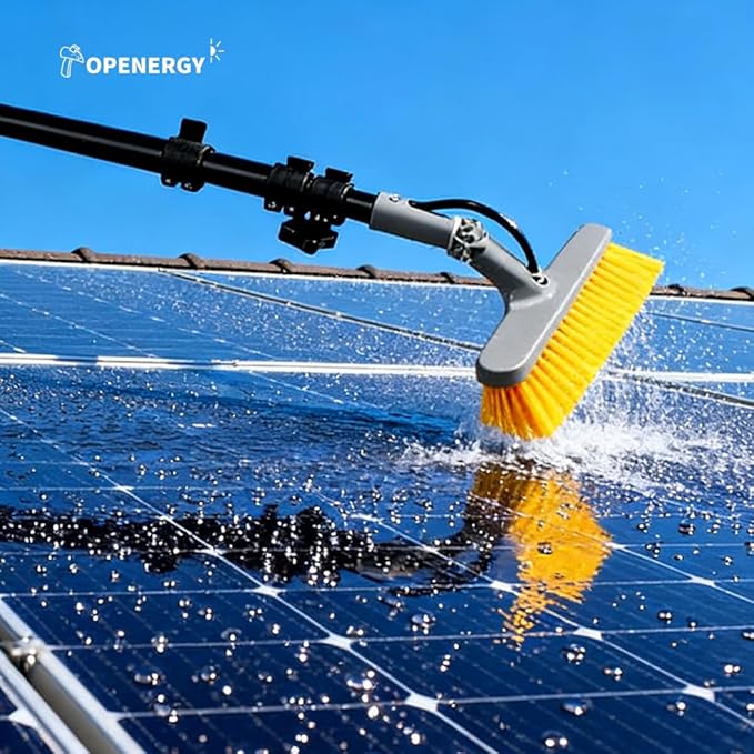 Topenergy Solar Panel Cleaning Brush and Pole Kit 12Ft Extendable Water Fed Pole Kit Outdoor Window Cleaner Tool for Solar Panel Window Roof RV Glass House Washing