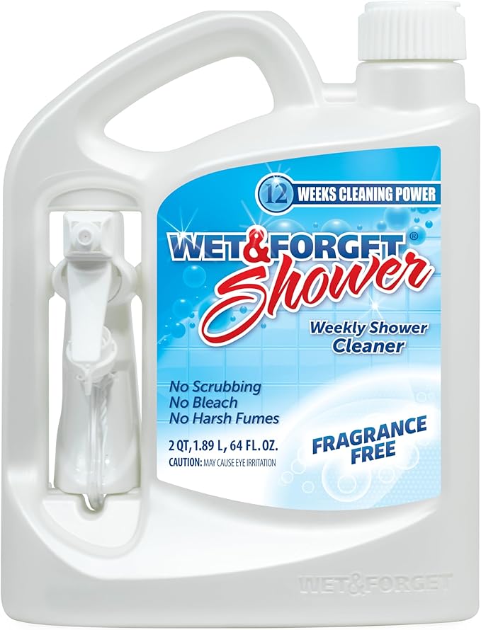 Wet &amp Forget Shower Cleaner Spray Fragrance-Free Weekly Bathroom Cleaner No Scrubbing Needed Bleach-Free Multi-Surface Bathroom Spray Cleaning Supplies Essential. 64 fl oz