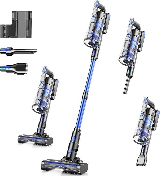Tikom Cordless Vacuum Cleaner for Home 450W/40000pa Stick Vacuum Anti-Tangle Lightweight Handheld Vacuum for Hard Floor Pet Hair V700