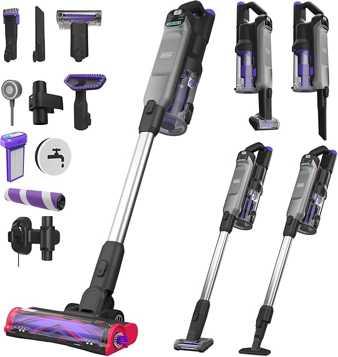 BLACK+DECKER Cordless Vacuum Stick Vacuum Cordless for Hardwood Floor and Carpet LED Floor Lights Bagless Lightweight Portable Removable Floorhead SUMMITSERIES (BHFEA640WG)