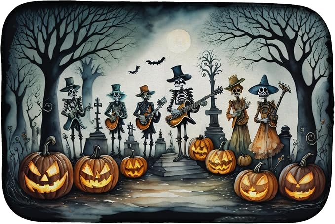 Caroline's Treasures DAC2260DDM Mariachi Skeleton Band Spooky Halloween Dish Drying Mat Absorbent Dish Drying Mat Pad for Kitchen Counter Dish Drainer Mat for Countertop 14 x 21 Multicolor