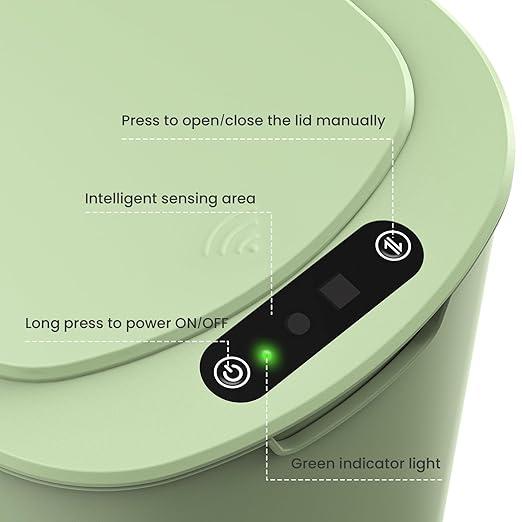 Cesun Motion Sensor Trash Can 5 Gallon Automatic Bathroom Garbage Can with Lid Touchless Smart Plastic Slim Wastebasket for Bathroom Office rv Bedroom Living Room Green