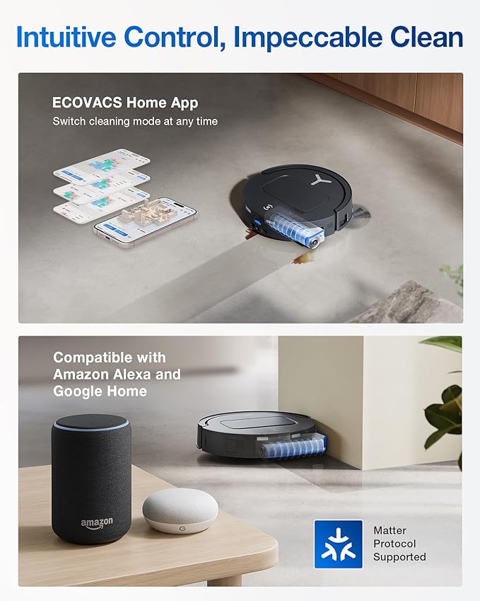 ECOVACS DEEBOT T80 Omni Robot Vacuum and Mop Instant Self-Cleaning OZMO Roller Mop TruEdge Deep Cleaning AI Navigation 18000Pa Suction and ZeroTangle 3.0 for Pets and Carpets