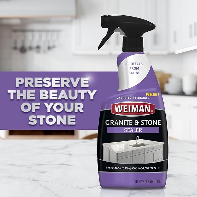 Weiman Complete Countertop Clean &amp Protect Kit - For Granite Marble Quartz &amp Stone - Granite &amp Stone Cleaner and Polish - 24 oz Granite &amp Stone Sealer -24 oz