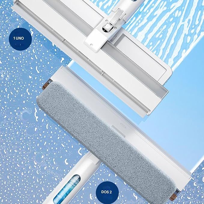 Sobresco Window &amp Glass Cleaning Glass Wiper for Window | Outstanding Multi-Use with Extension RodBathroom Accessories Professional Scrubber with Water Bottle