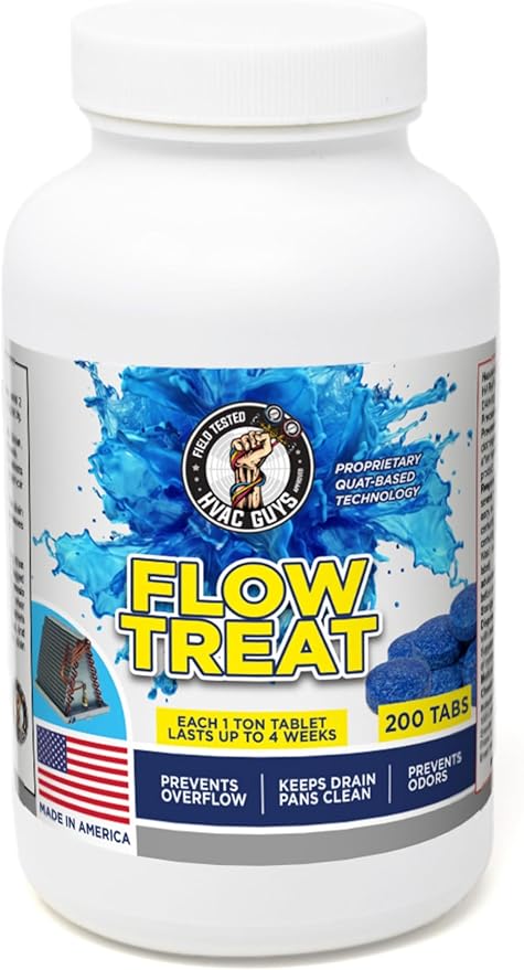 HVAC GUYS – Flow Treat Tabs - 200 Tablets | AC Drain Line Cleaner | Prevents Odors Keeps HVAC Drain Pan Clean Prevents Overflow | One Tablet Lasts up to 4 Weeks