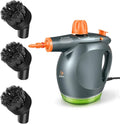 1250W Handheld Steam Cleaner &amp 3-Piece Nylon Brush Set for Multi-Surface Cleaning Includes Detergent Container Safety Lock and Brushes for Grout Tiles and More