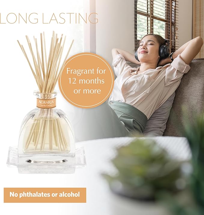 Agraria AirEssence Flower and Reed Diffuser Set Hand Crafted Sola Flower Botanical Home Fragrance Diffuser Home Decor for Living Room Bedroom and More