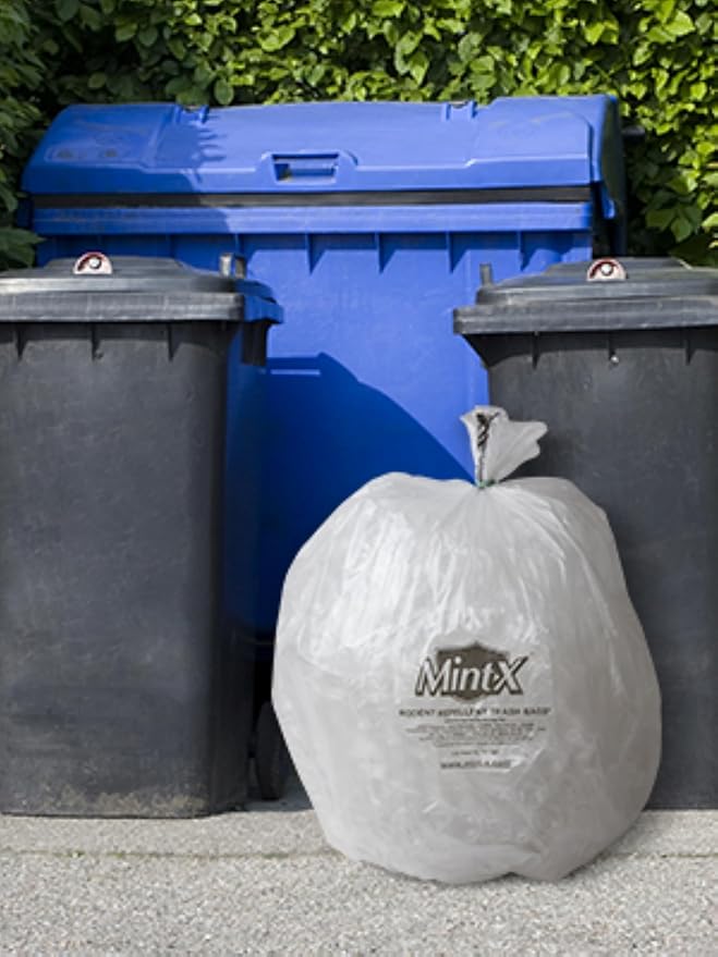 Mint-X Rodent Repellent Trash Bags 1.3 Mil Flat Seal 58 Height x 38 Length Clear (Pack of 100) (MX3858XHC)
