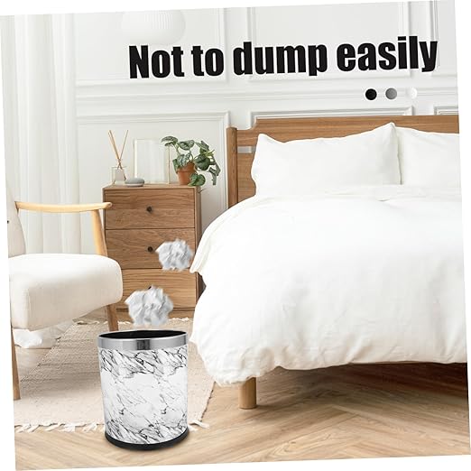 Marbling Trash Can Wastebasket for Home Office Bathroom and Easy to Clean Elegant Design for Bedroom and Dorm Use