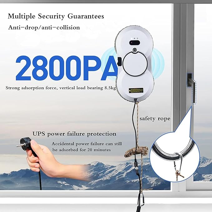 Electric Window Cleaning RobotSmart Glass Cleaning with Remote ControlAutomatic Water SprayDouble Suction Cup SuctionSuitable for Indoor and Outdoor Window Glass