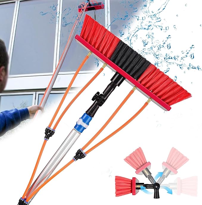 Glass Cleaning Brush Home Water Fed Telescopic Pole Kit Solar Panel Brush Rotating for Photovoltaic PanelSolar Panel Cleaning Kit with Telescopic Window Cleaning Pole 11m Window Cleaning Eq