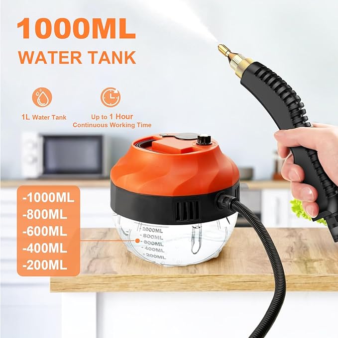 Sararoom 2500W Handheld Steam Cleaner High Pressure Steamer for Cleaning with 1L Large Capacity Water Tank 6 High Speeds Portable Steam Cleaning Machine for Kitchens Tiles Car Tires Bathrooms