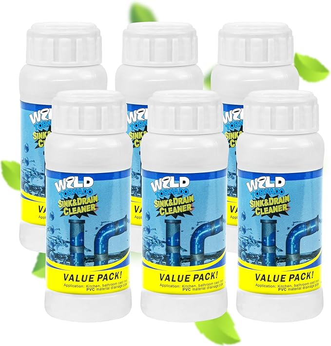 Drain Cleaner Powder Wild Tornado Sink and Drain Cleaner Powerful Pipeline Dredging Agent Kitchen Unblocker Powder for Kitchen Toilet（6Pcs）