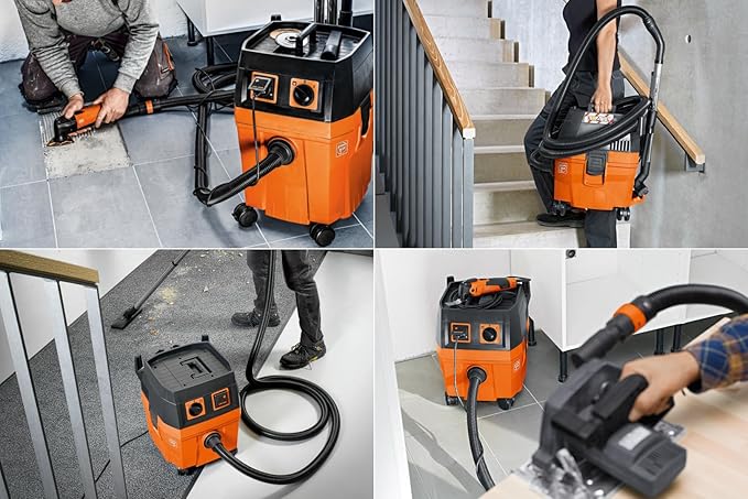 FEIN Dustex 35 L High Power Wet and Dry Vacuum Cleaner with Power Tool Connection for Workshop and Construction Use with Cable with 7.5 m Connector