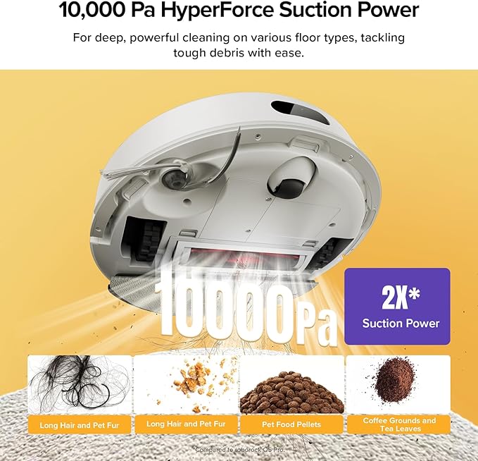 roborock Q7 M5+ Robot Vacuum and Mop Upgraded from Q5 Max+ Up to 7-9 Weeks Self-Empty 10000Pa Suction Dual Anti-Tangle System for Pet Hair &amp Carpet PreciSense LiDAR Navigation App Control W