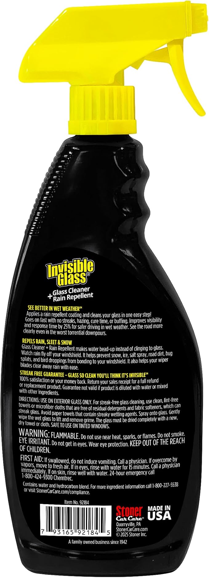 Invisible Glass 92184-6PK Glass Cleaner + Rain Repellent 2-in-1 Windshield and Window Spray Cleans Auto Glass Repels Rain Sleet Snow Improves Wet Weather Visibility – 22 fl oz (Pack of 6)