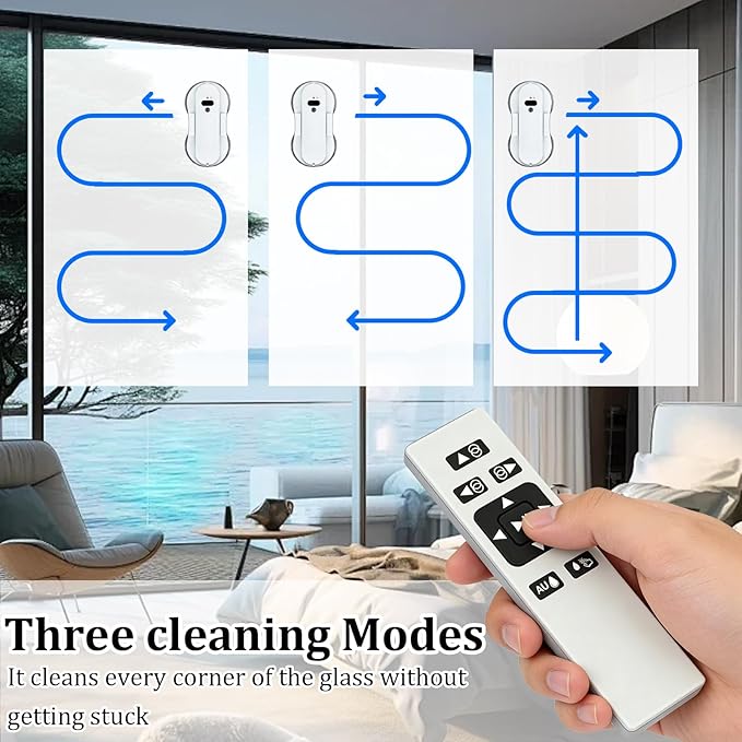 Window Cleaning Robot Tuya APP Control 5600Pa Strong Suction Automatic Glass Cleaner with 3 Cleaning Modes 6.2cm Ultra-Thin Window Cleaner Robot for High-Rise Homes/Offices