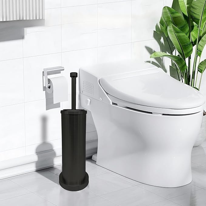 Matte Black Toilet Bowl Brush with Holder Durable Bathroom Cleaning Tool Modern Design for Easy Toilet Maintenance Bathroom Cleaner Brush for Efficient Cleaning and Hygiene