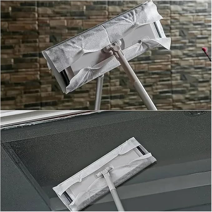 Home Electrostatic Dust Collector Mop Set With Foldable Long Handle Disposable Vacuum Paper - Household Floor Cleaning Tool(1SET)