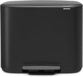 Brabantia Bo Step-On Kitchen Trash Can with Dual Compartments | Matt Black | 3 + 6 Gal Inner Buckets | Soft-Close Garbage Can Light Pedal Operation Stay-Open Lid | Fits Against Wall | + Trash Bags