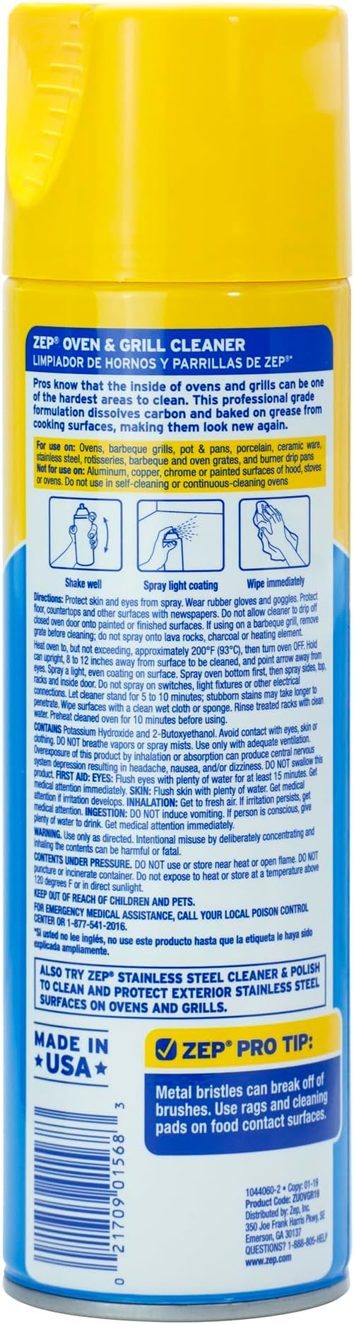 Zep Heavy-Duty Foaming Oven and Grill Cleaner - 19 oz.- ZUOVGR19 (Case of 12)-Powerful restaurant grade formula
