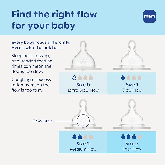 MAM 9oz Premium Glass Wide Neck Baby Bottle with Medium Flow Breastfeeding-Like Silicone Nipple Easy to Clean BPA Free 2+ Months Easy Switch Between Breast and Bottle Made in Europe 3 Pack