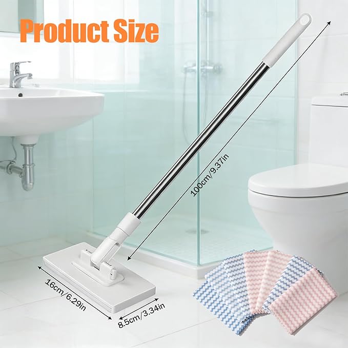 Zero Touch Mini Mops Convenient Cloth Changing Mini Mop Snap Grip Minimop 39 Long Handle Mopping Sweeper Stick for Gaps &amp Multi-SurfaceRetractable &amp Adjustable (2 Set)