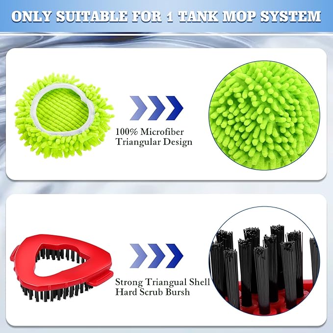 4 Pack Spin Mop Replacements Head Compatible for Oceda EasyWring 1-Tank SystemMicrofiber Spin Mop Refills Head1 Mop Scrub Brush + 1 Mop Base + 4 Pack Cleaning Floor Mop Head（Green)